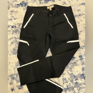 Michael kors black denim pants with white zipper detail. Size 10
